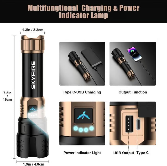 🔥2026 The Ultimate Survival SKYFIRE 1097 Waterproof Tactical Flash Light