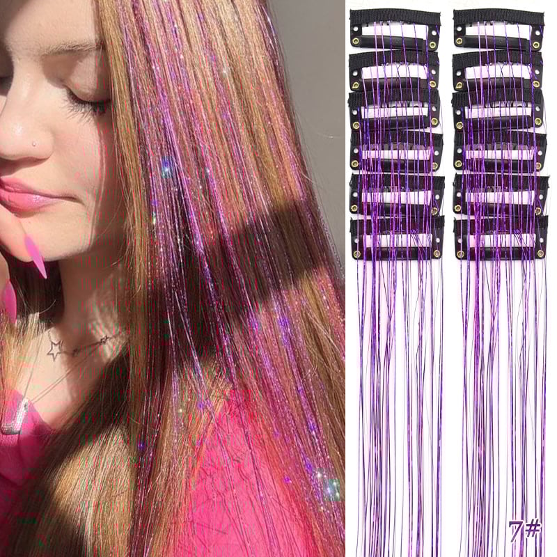 🔥Last Day 49% OFF ✨Clip-in Tinsel Hair Extensions(A set of 12 pieces)