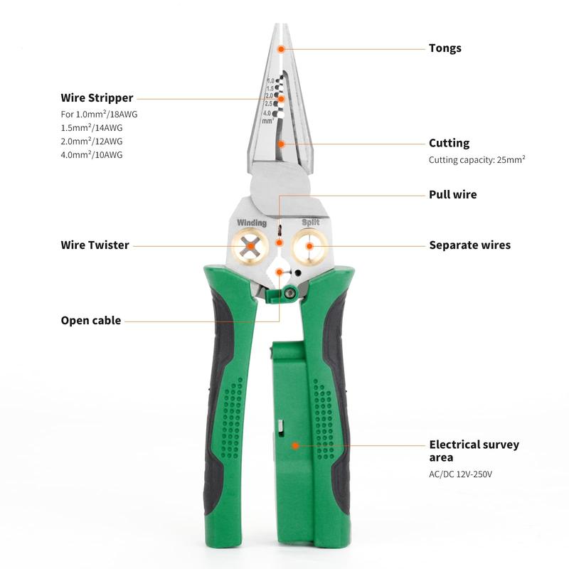 Final 3 Hours: 60%OFFđĽJEREMYTISâ˘-8 in 1 Wire Stripper Twister for Cutting and Pulling Wires Cable Scissors,Voltage Tester Pliers
