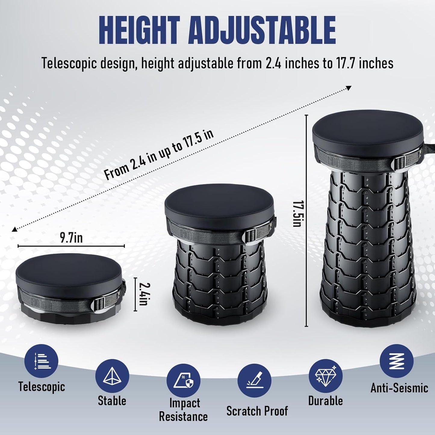 Upgraded Collapsible Stool with Cushion, Camping Stools for Outdoor Camping Travel Hiking Fishing