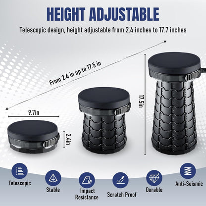 Upgraded Collapsible Stool with Cushion, Camping Stools for Outdoor Camping Travel Hiking Fishing