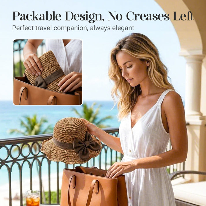 🔥 Hot Sale 50% OFF🔥Elegant Woven Straw Sun Hat with Bow