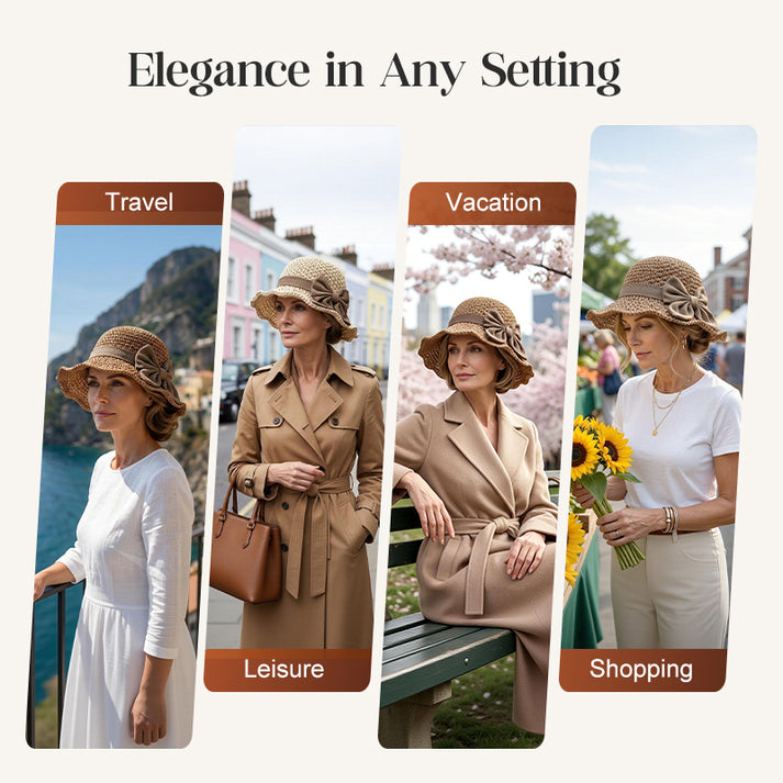 🔥 Hot Sale 50% OFF🔥Elegant Woven Straw Sun Hat with Bow