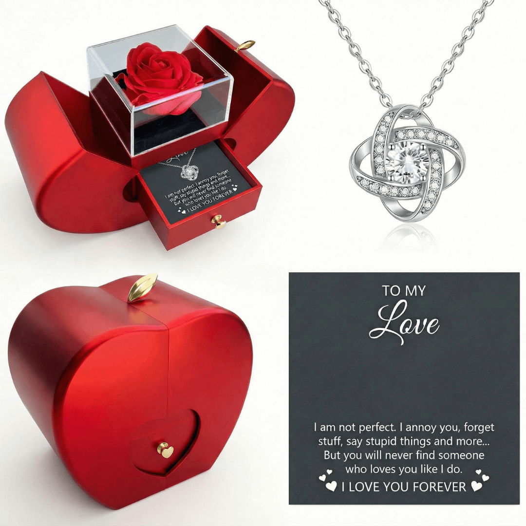 Eternal Rose Box - With Real Rose and Necklace - Valentine's Day Card