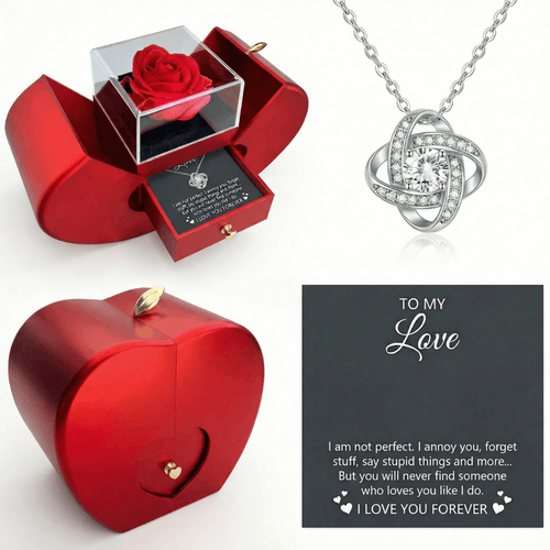 Eternal Rose Box - With Real Rose and Necklace - Valentine's Day Card