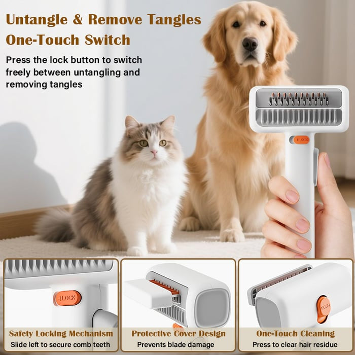 🔥2026 HOT SALE - 2-IN-1 Pet Self-Detangling & Grooming Comb