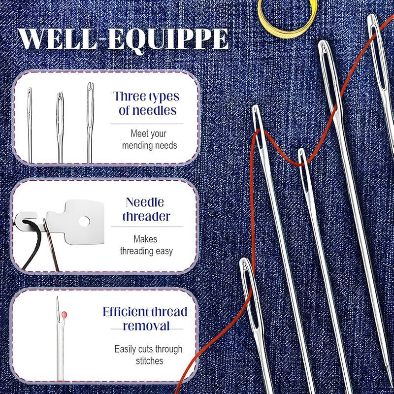 🧵 37Pcs Sewing Tool Set with Big Eye Easy -Thread Needles for Home & Travel Quick Fixes ✂️