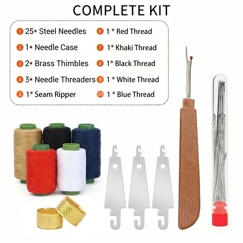 🧵 37Pcs Sewing Tool Set with Big Eye Easy -Thread Needles for Home & Travel Quick Fixes ✂️
