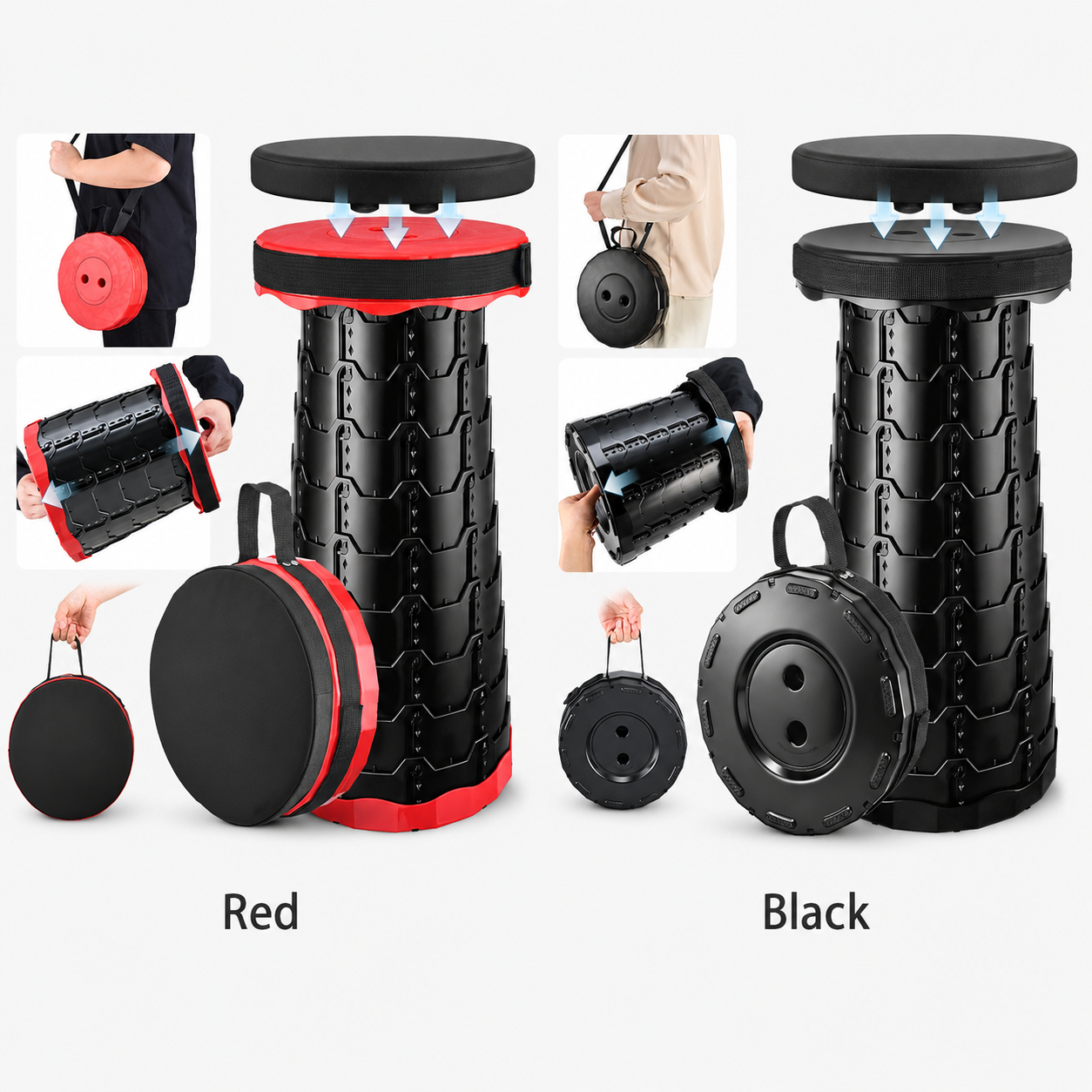 Upgraded Collapsible Stool with Cushion, Camping Stools for Outdoor Camping Travel Hiking Fishing